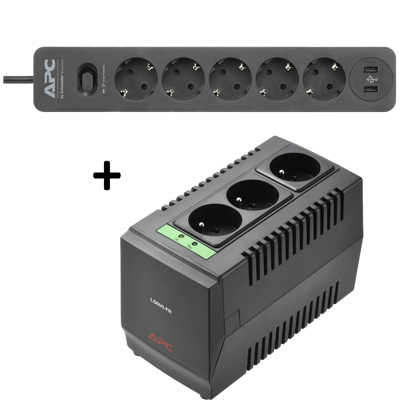 APC Line-R 600VA  + APC Essential SurgeArrest 5 Outlet 2 USB Ports Black 230V Germany
