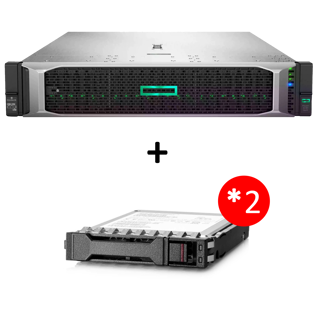 HPE DL380G10 8SFF-BC 4210R 32G MR416i-p-4G 4x1GbE 800w CMA 3-3-3 + 2x 2TB SATA HDD