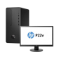 HP Pro 300 G6 MT i3-10100 4GB 1TB FreeDos + Ecran P22v  1 Yr Wty